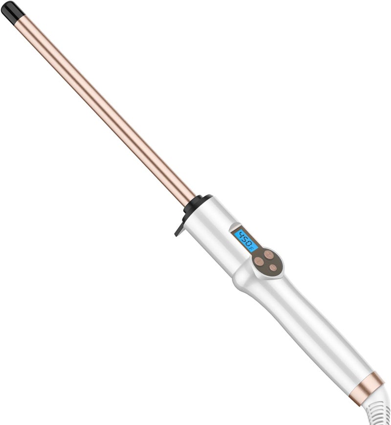 Hoson 1/2 Inch Curling Wand Iron,Ceramic Skinny Curling Wand for Long Hair,Dual Voltage Half Inch Curling Iron Thin Long Barrel,10 Adjustable Temperature - Image 1
